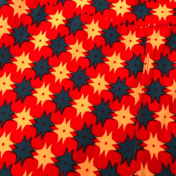 Lularoe Leggings Tights One Size Red White Blue Geo Star - Picture 7 of 10